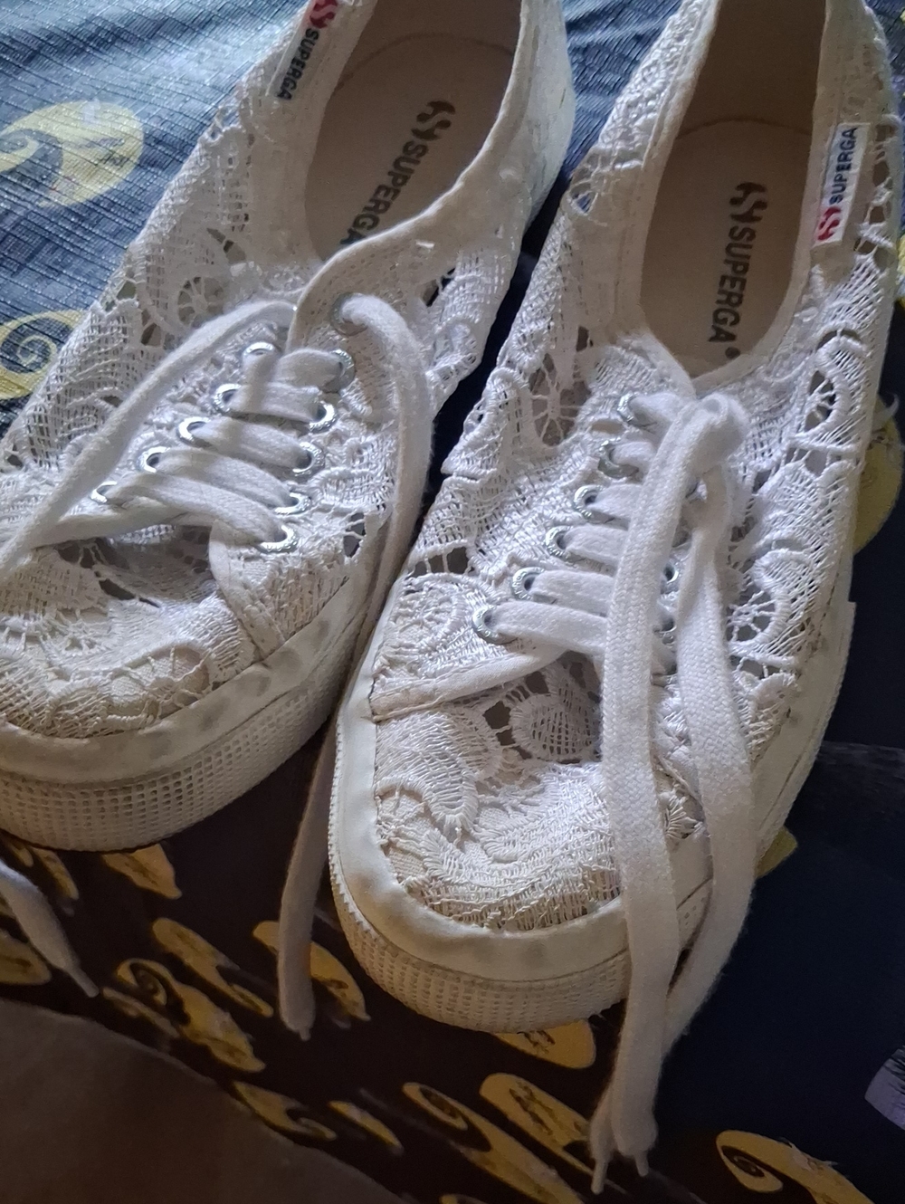 Superga White Crochet Lace Low-Top Sneakers